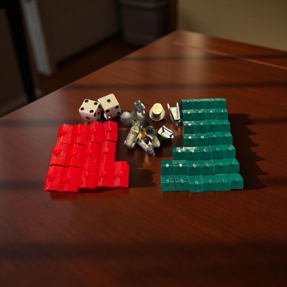 Classic Authentic Monopoly Replacement Player Pieces, Houses, Motels Dice B11